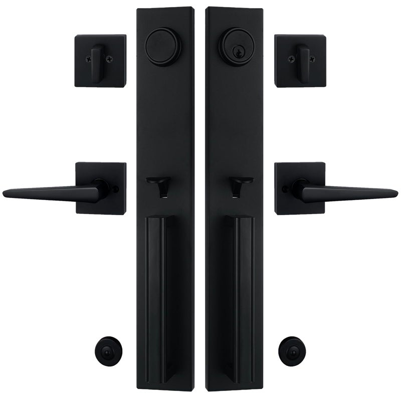 TMC Double Door Handlset for Front Door in Matte Black (Keyed Entry Handle and Dummy Hanlset Set),MDHST2016DB-SK - Image 1